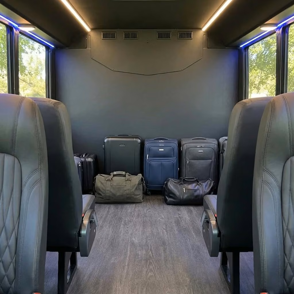 west hollywood 20 passenger minibus luggage area