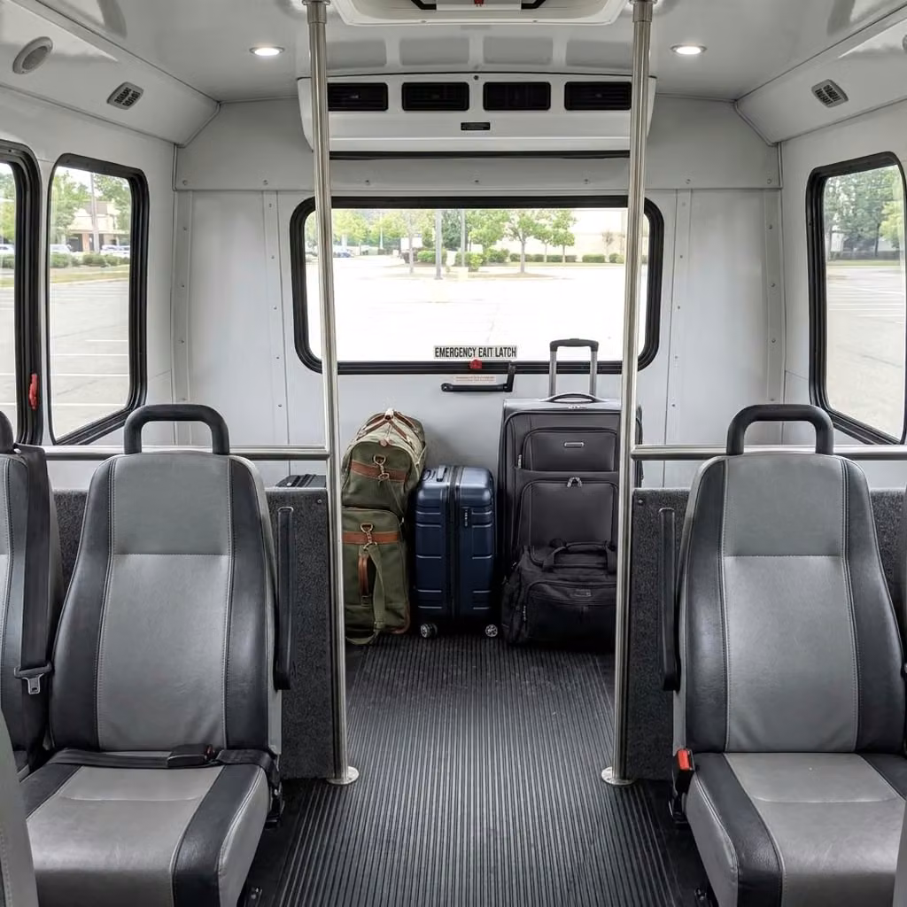 west hollywood 28 passenger minibus luggage area
