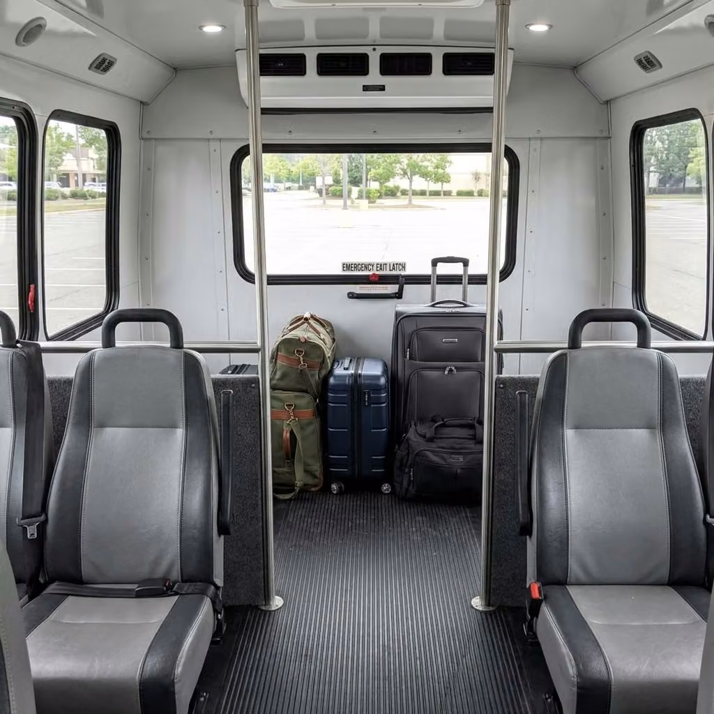 west hollywood 30 passenger minibus luggage area