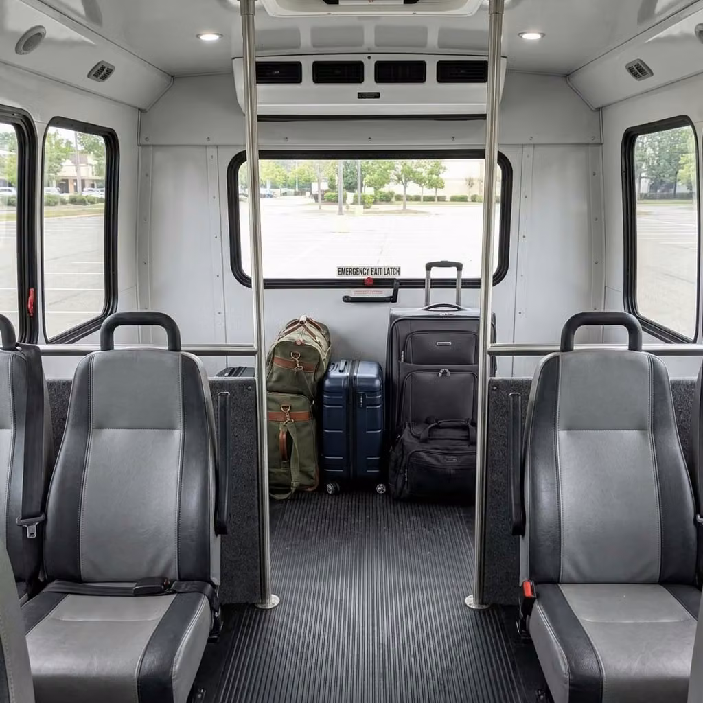 west hollywood 35 passenger minibus luggage area