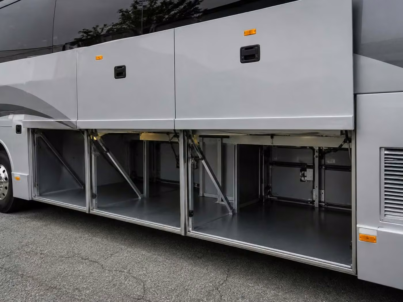 west hollywood 56 passenger charter bus luggage bays