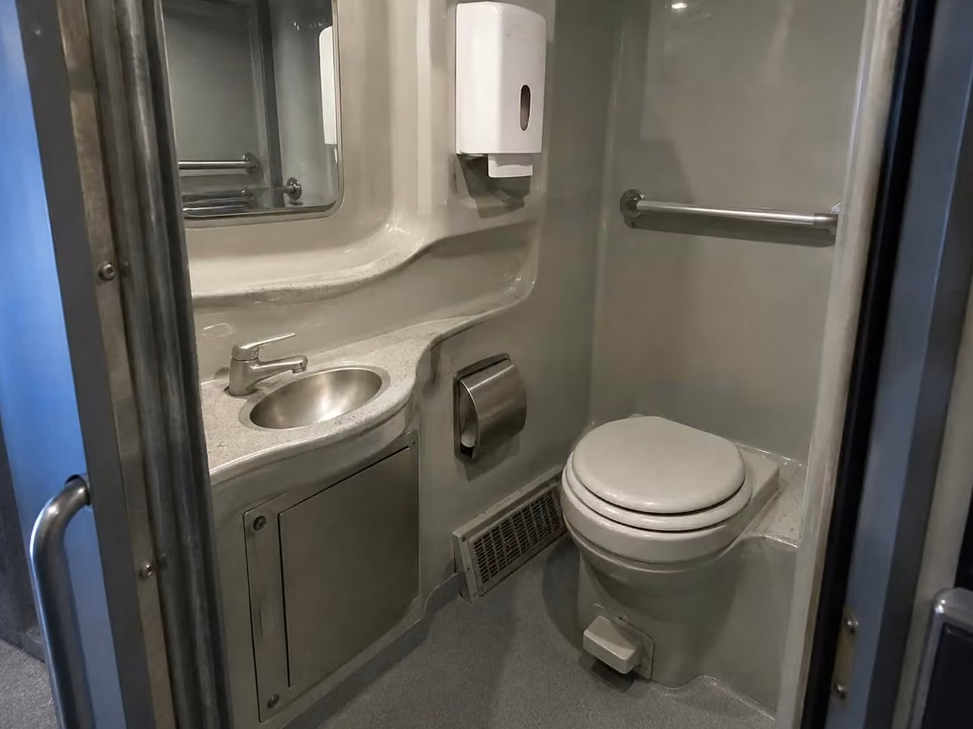 west hollywood 56 passenger charter bus onboard restroom