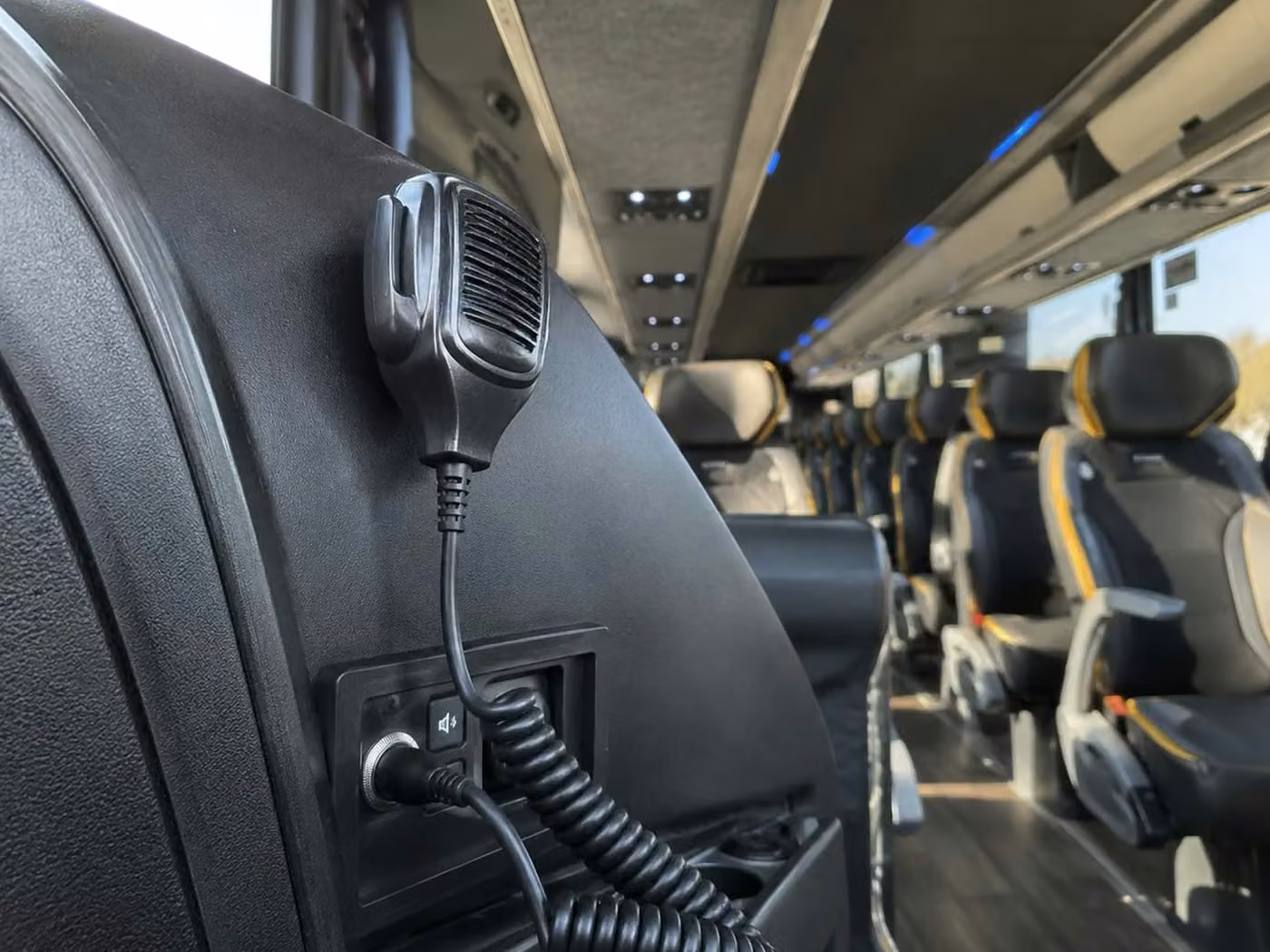 west hollywood 56 passenger charter bus pa system