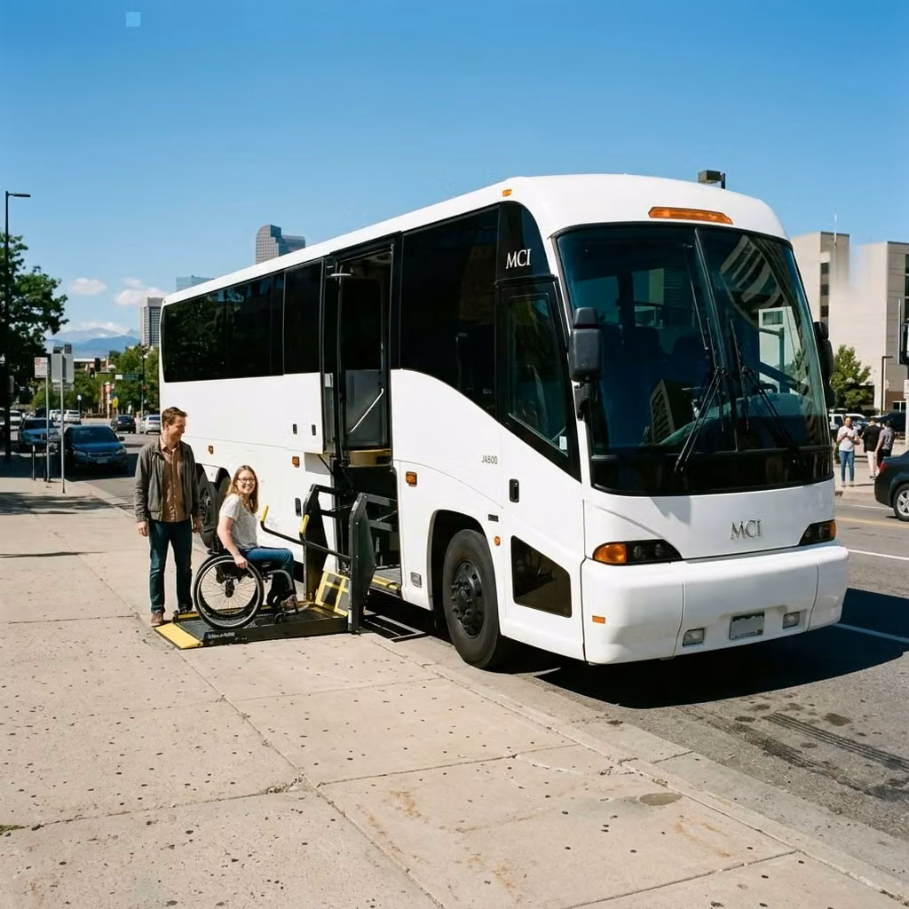 west hollywood 56 passenger charter bus wheelchair lift
