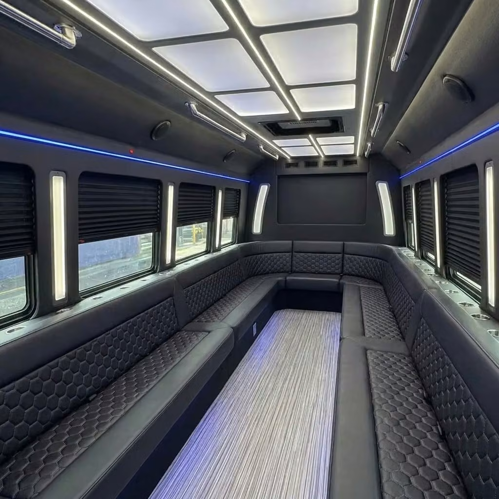 west hollywood party bus wraparound seating